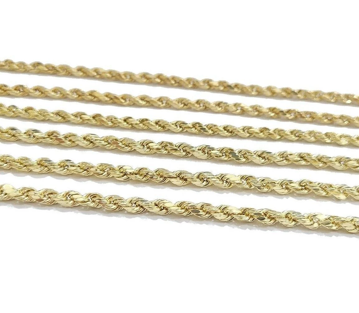 Real 14k Yellow Gold Rope Chain Necklace 4mm 18-26 Inch Diamond Cut Mens 14kt - Image 7