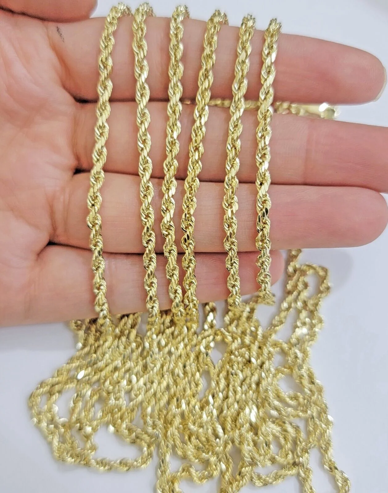 Real 14k Yellow Gold Rope Chain Necklace 4mm 18-30 Inch Diamond Cut 14kt - Image 4