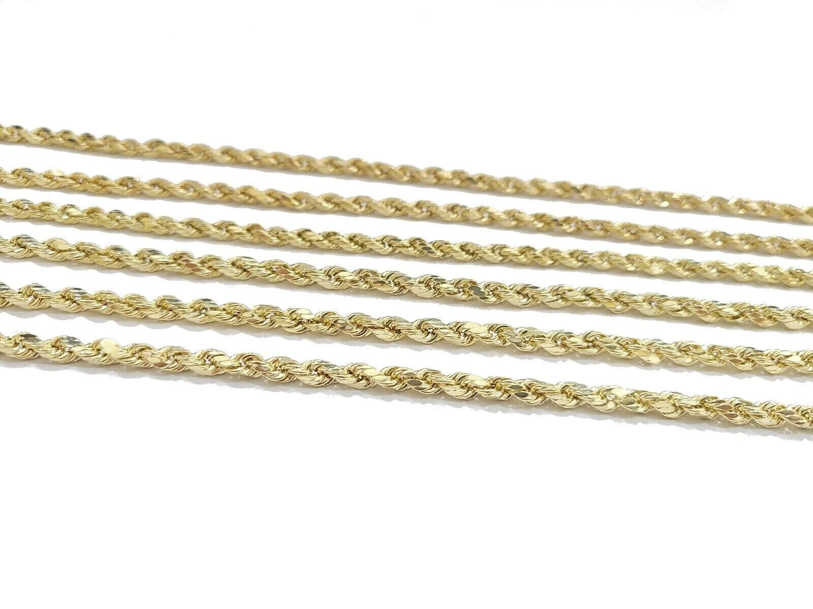 Real 14k Yellow Gold Rope Chain Necklace 4mm 18-30 Inch Diamond Cut 14kt - Image 8