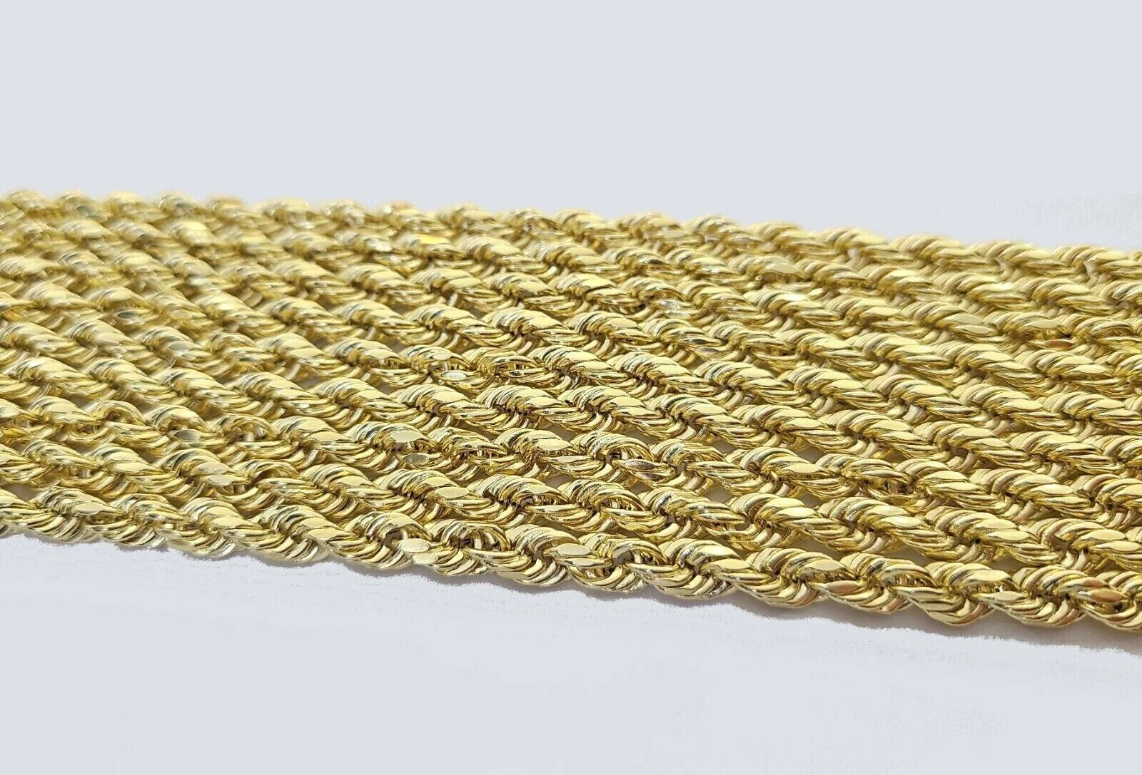 Real 14k Yellow Gold Rope Chain Necklace 5mm 18-26 Inch Diamond Cut 14kt - Image 4
