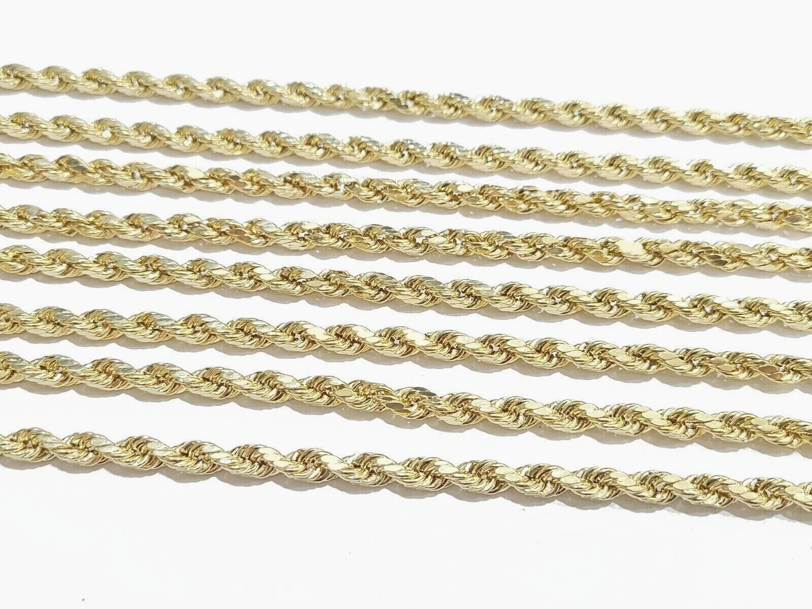 Real 14k Yellow Gold Rope Chain Necklace 5mm 18-26 Inch Diamond Cut 14kt - Image 6