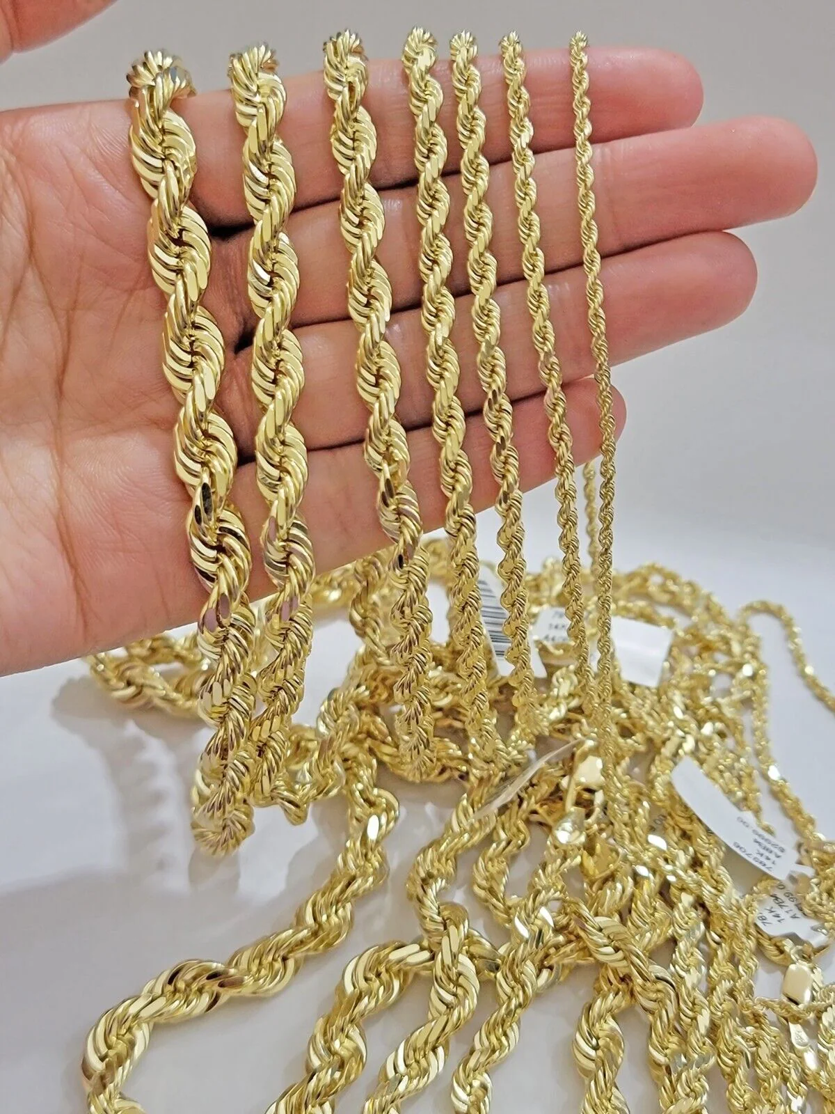 Real 14k Yellow Gold Rope Chain Solid Necklace 2mm-10mm  18"-30" Diamond Cut 14k - Image 4