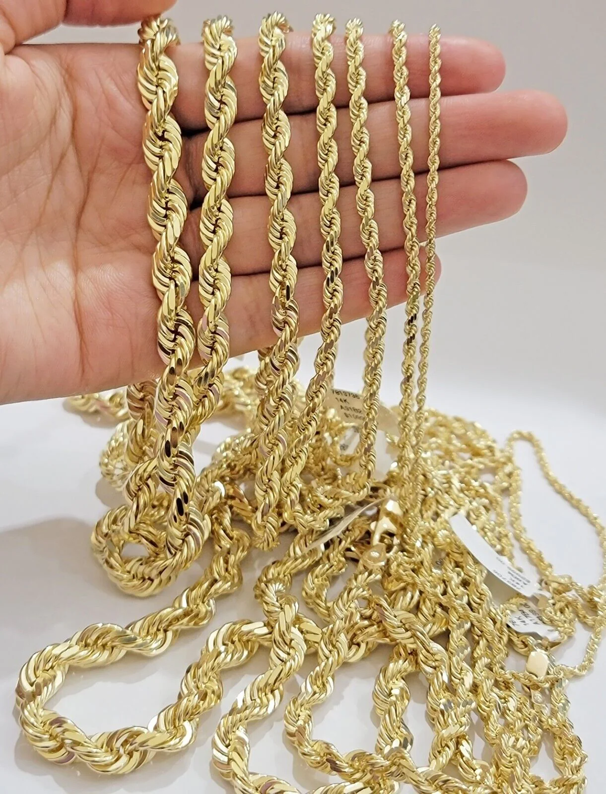 Real 14k Yellow Gold Rope Chain Solid Necklace 2mm-10mm  18"-30" Diamond Cut 14k - Image 5