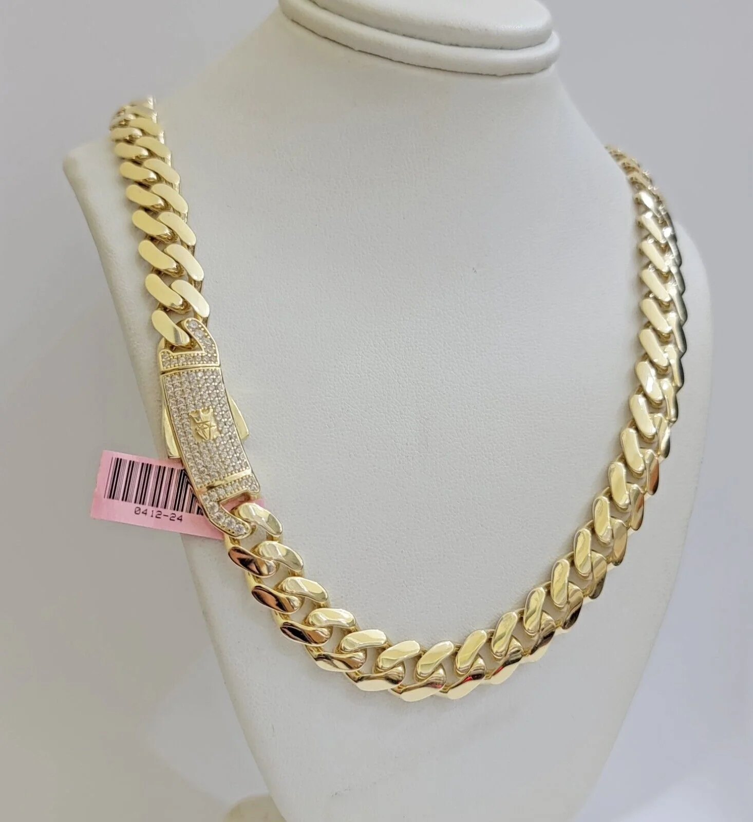 Real 14K Yellow Gold Royal Monaco Chain 10mm chain 22Inch Necklace Mens Puro ORO - Image 4