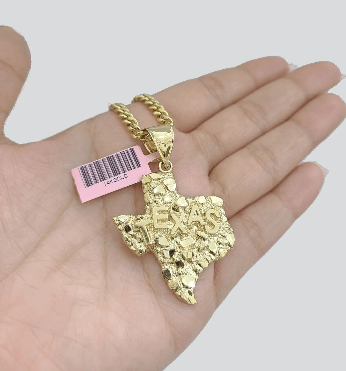 Real 14k Yellow Gold Texas Map Charm 2'' Inch Pendant 14kt for Chain & Necklaces - Image 3