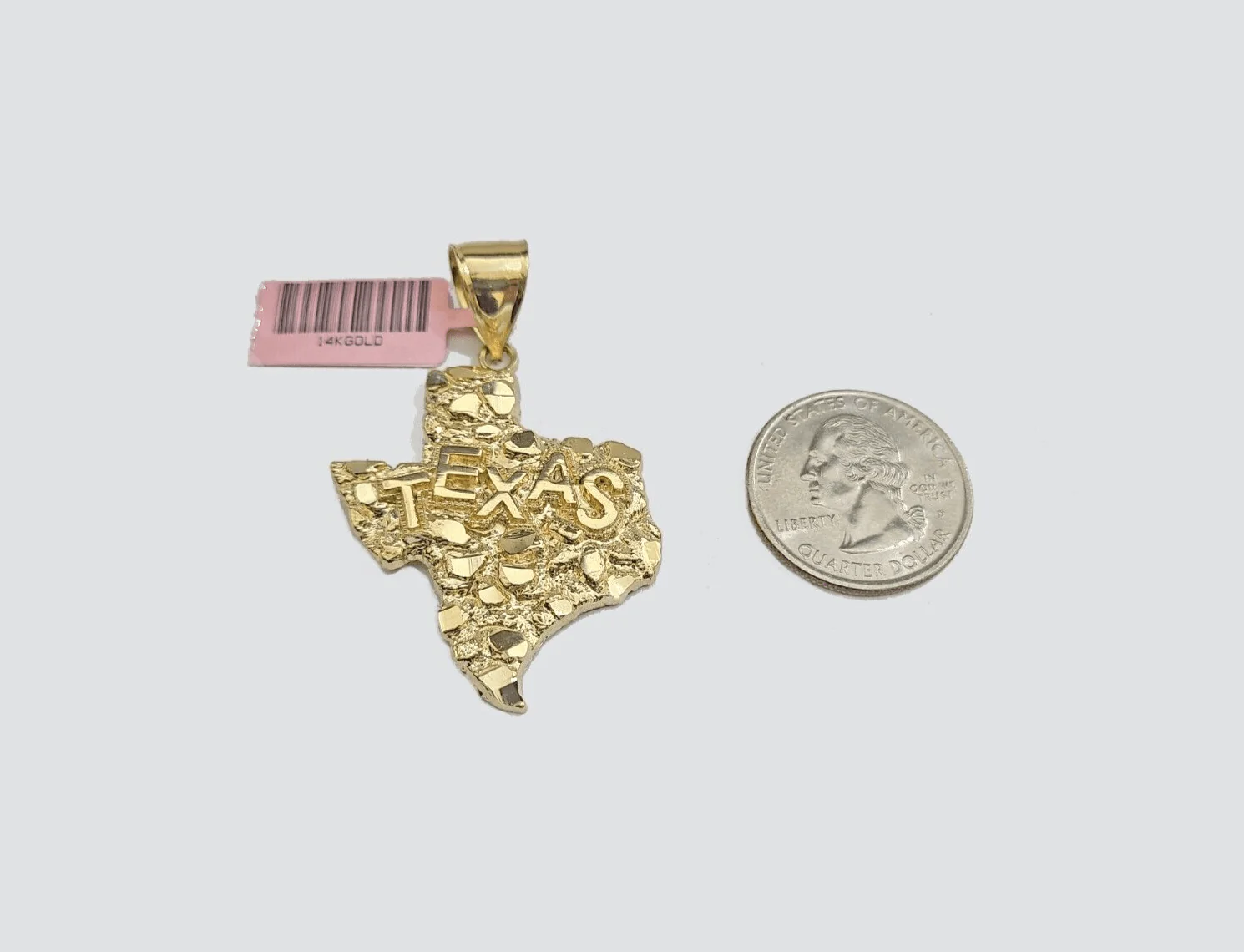 Real 14k Yellow Gold Texas Map Charm 2'' Inch Pendant 14kt for Chain & Necklaces - Image 4