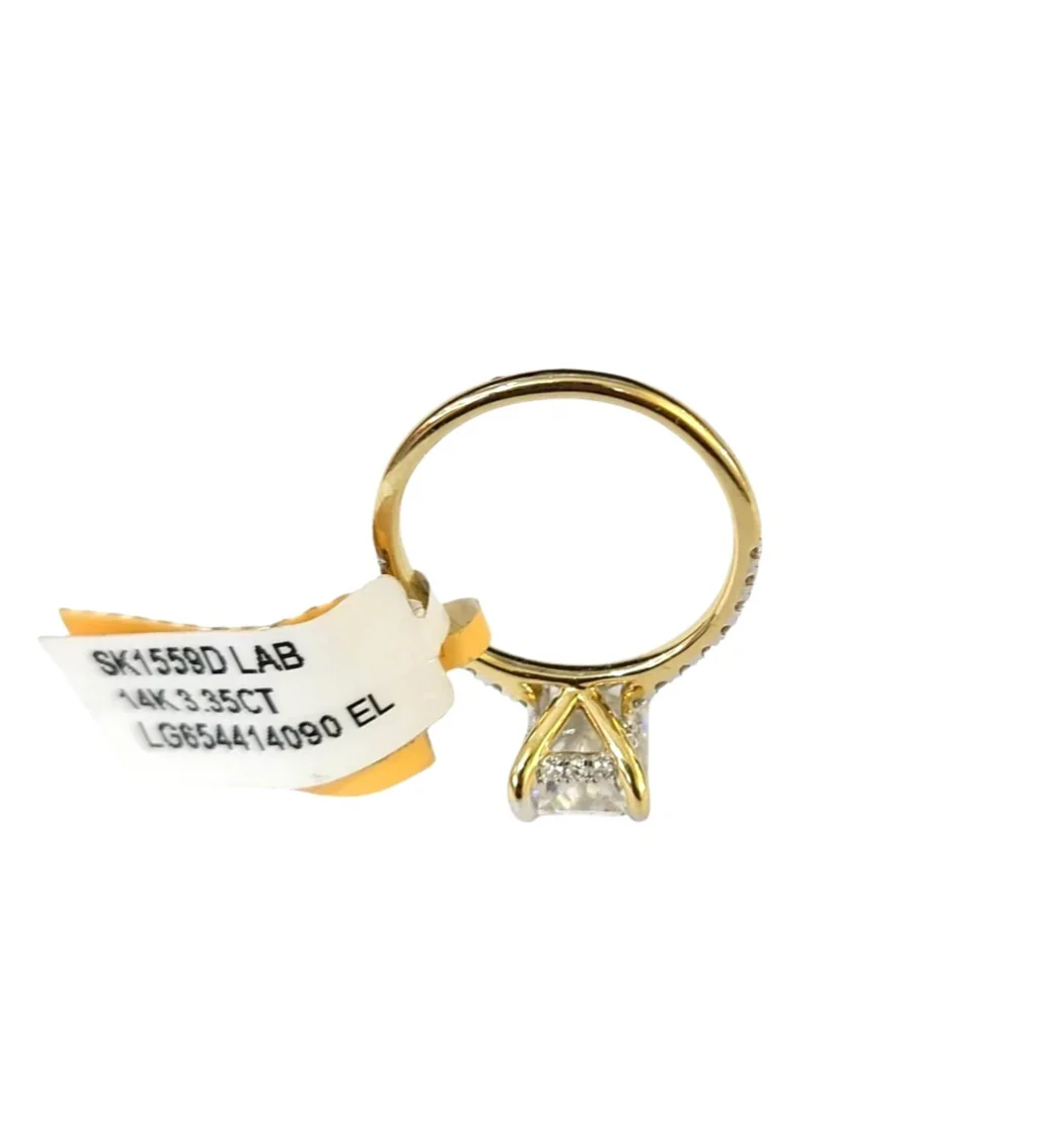 Real 14k Yellow Gold White Diamond Ring Square Lab Diamond Mens Genuine - Image 4