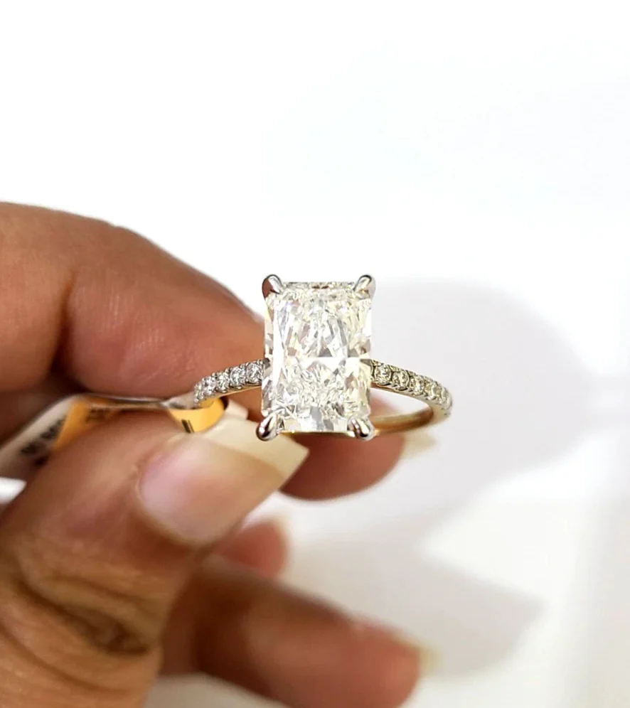 Real 14k Yellow Gold White Diamond Ring Square Lab Diamond Mens Genuine - Image 6