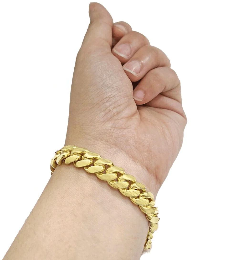 Real 14k Yellow Solid Gold 10mm Miami Cuban Bracelet 9'' inch 14kt Unisex - Image 2