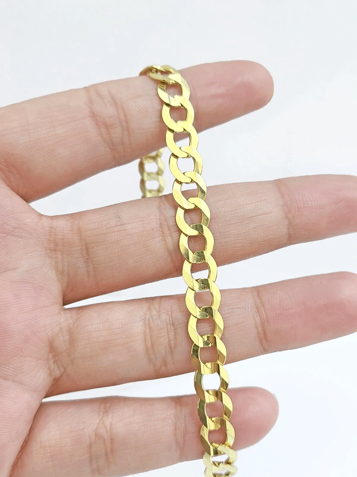 Real 14k Yellow Solid  Gold 7mm Cuban Curb Link Bracelet 7'' inch 14kt Unisex - Image 3