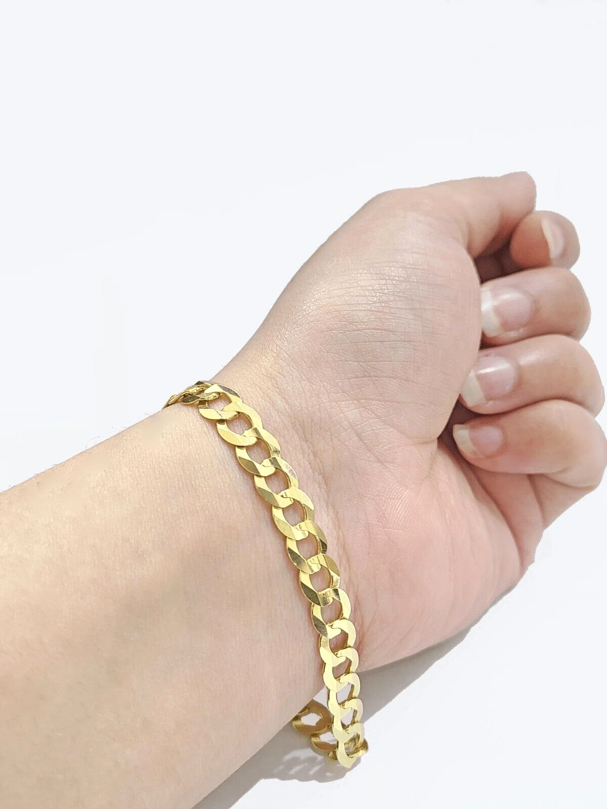 Real 14k Yellow Solid  Gold 7mm Cuban Curb Link Bracelet 7'' inch 14kt Unisex - Image 6