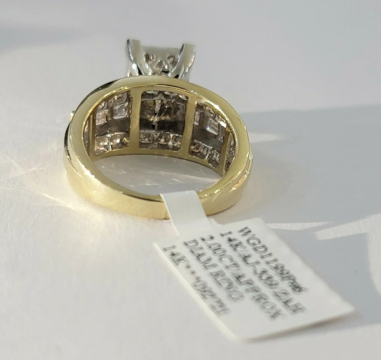 Real 14kt Gold Diamond Ladies Ring 2CT Princess Cut Baguette Round, Yellow Gold - Image 7