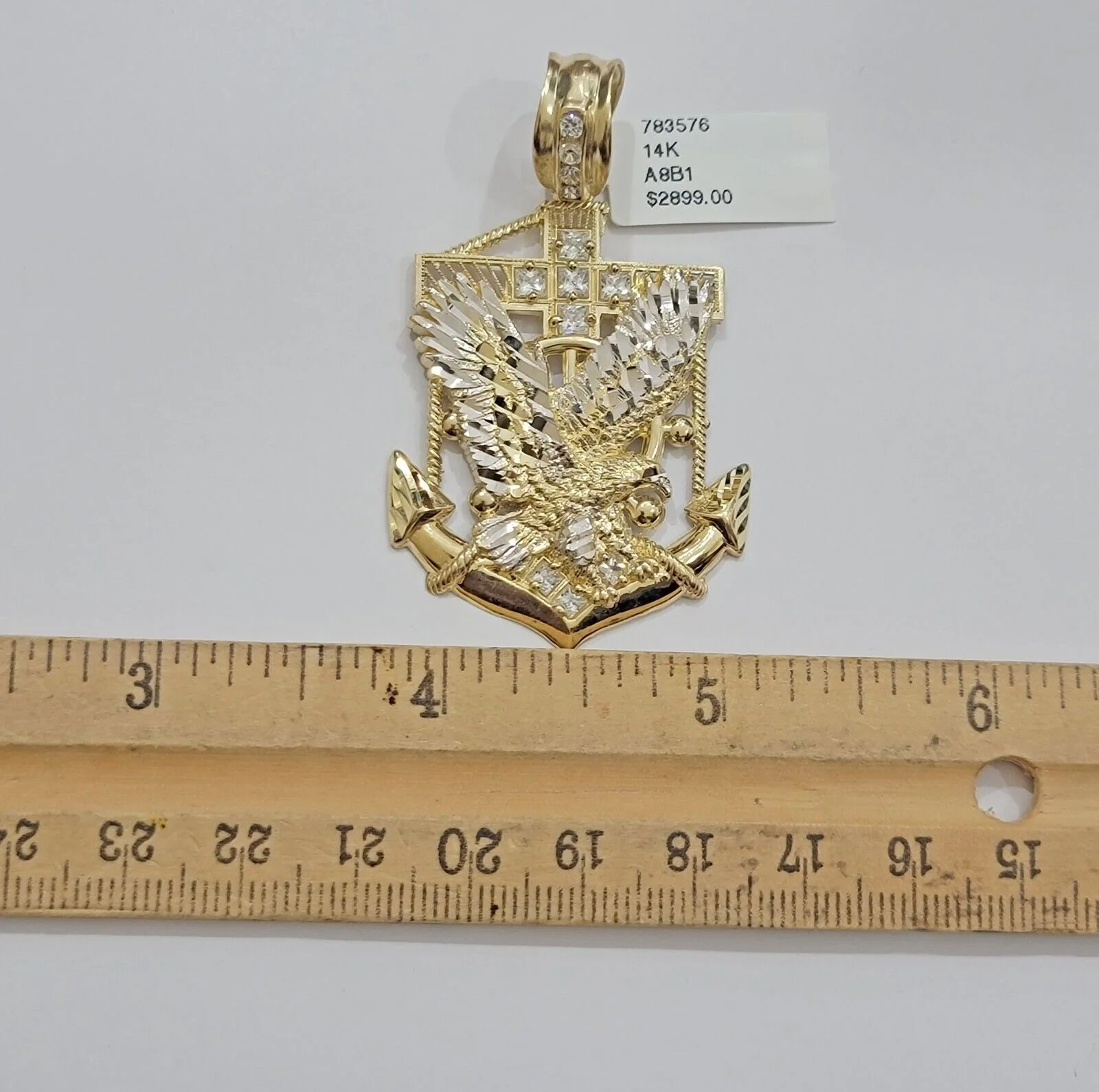Real 14kt Gold Eagle Anchor Charm Pendant New,14k Yellow Gold For Men's Necklace - Image 4