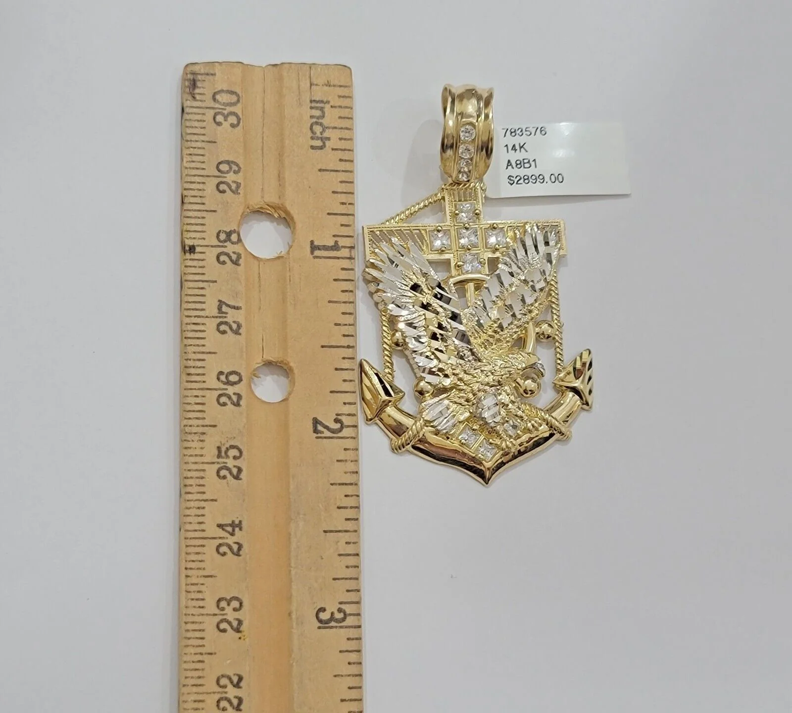Real 14kt Gold Eagle Anchor Charm Pendant New,14k Yellow Gold For Men's Necklace - Image 5