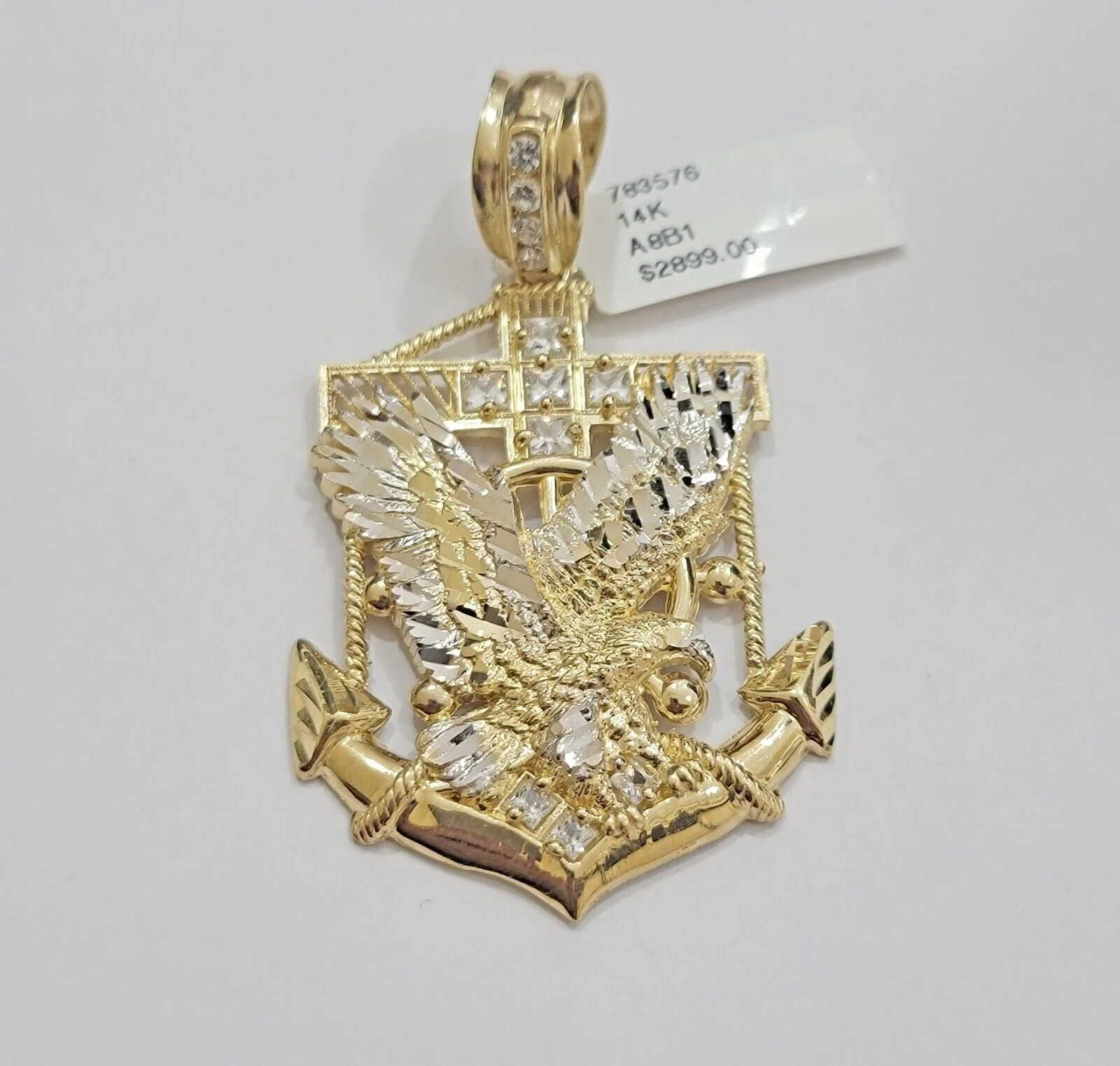 Real 14kt Gold Eagle Anchor Charm Pendant New,14k Yellow Gold For Men's Necklace - Image 6