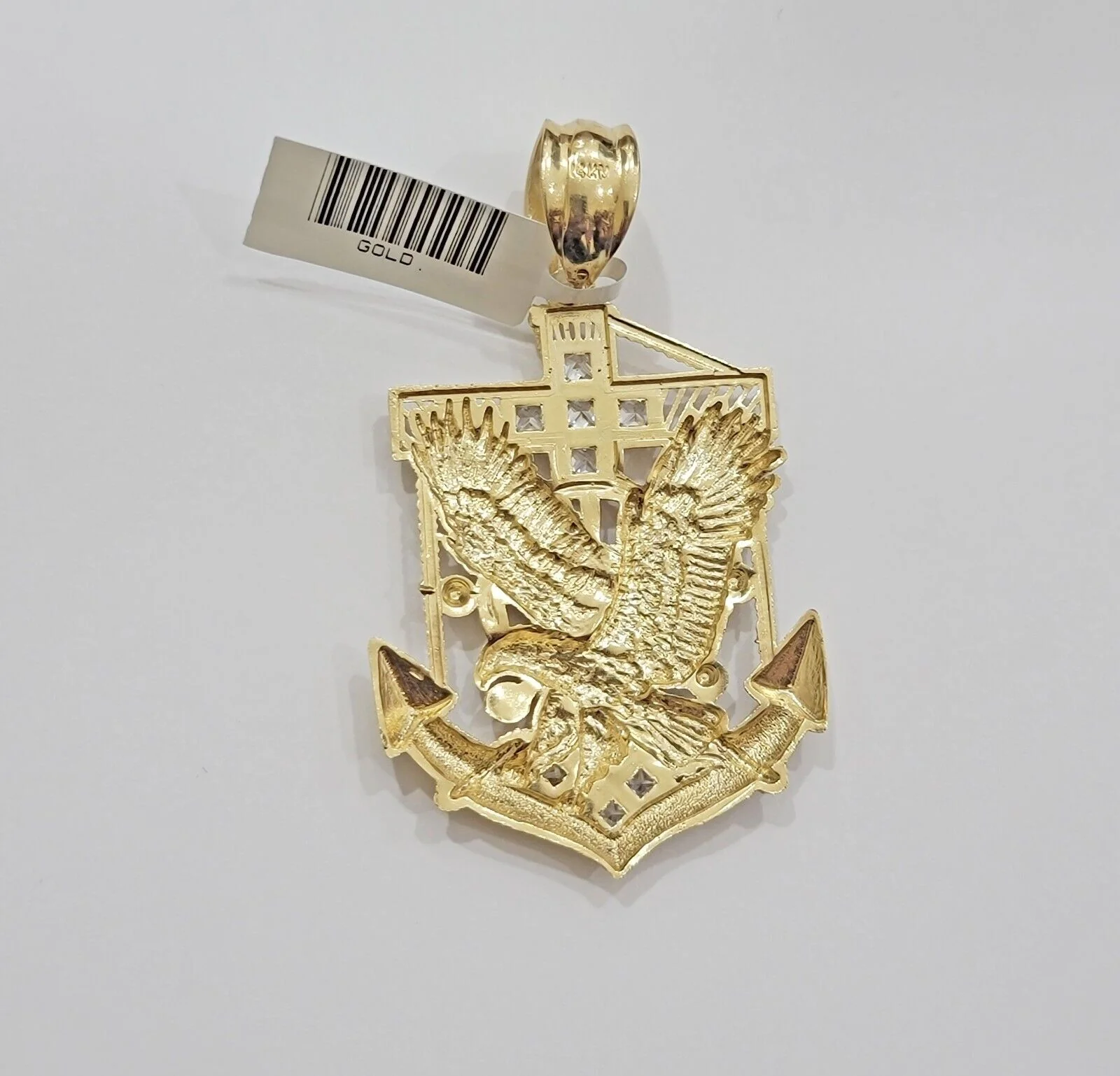 Real 14kt Gold Eagle Anchor Charm Pendant New,14k Yellow Gold For Men's Necklace - Image 7