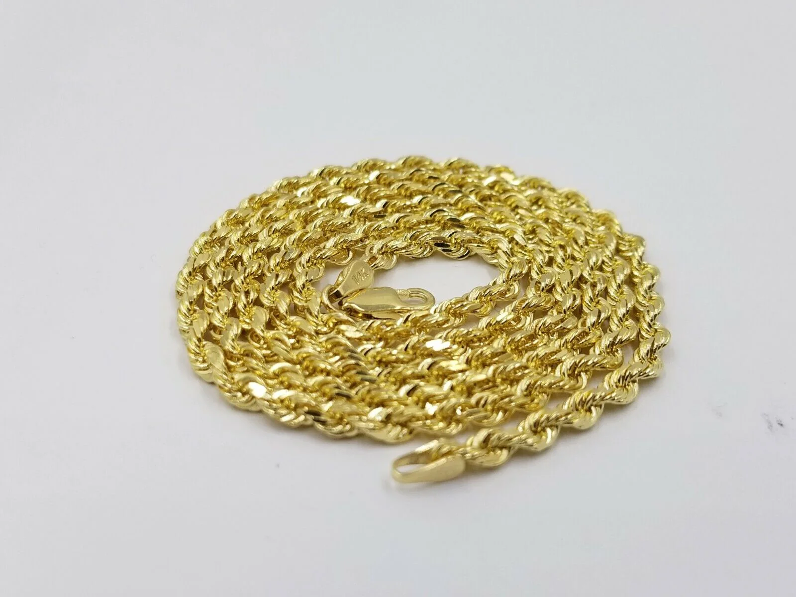 Real 14KT SOLID Yellow Gold 4mm Rope Chain Diamond Cut 20 Inches Real Gold - Image 3