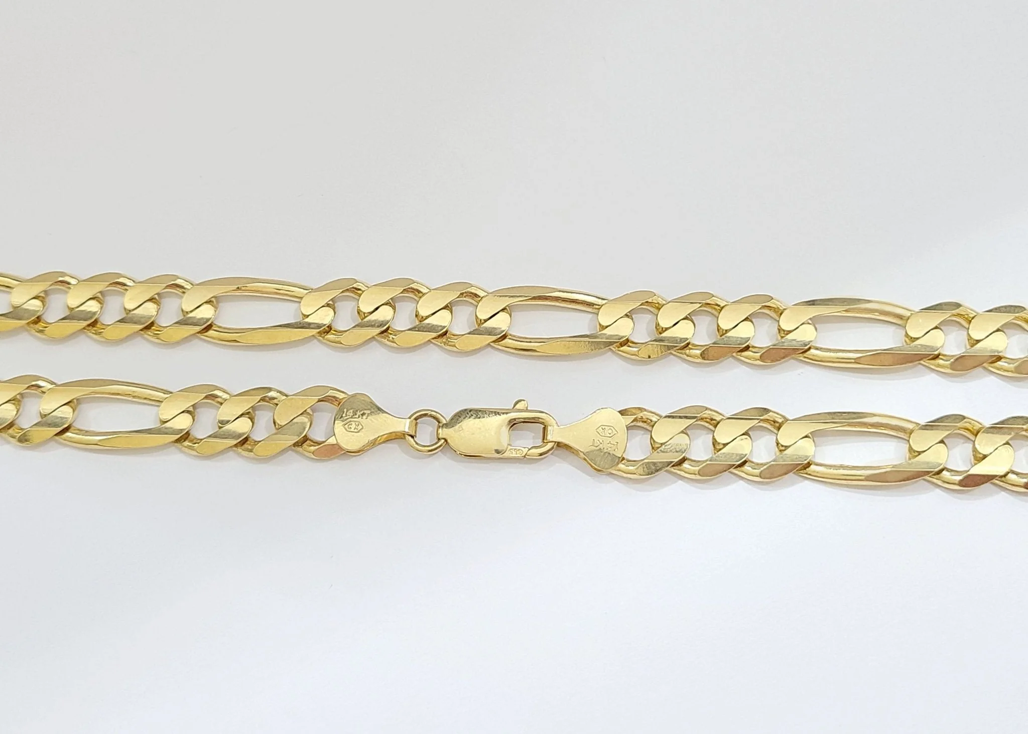 Real 14kt Solid Yellow Gold Figaro Chain 10mm 24'' inches Necklace 14k - Image 13