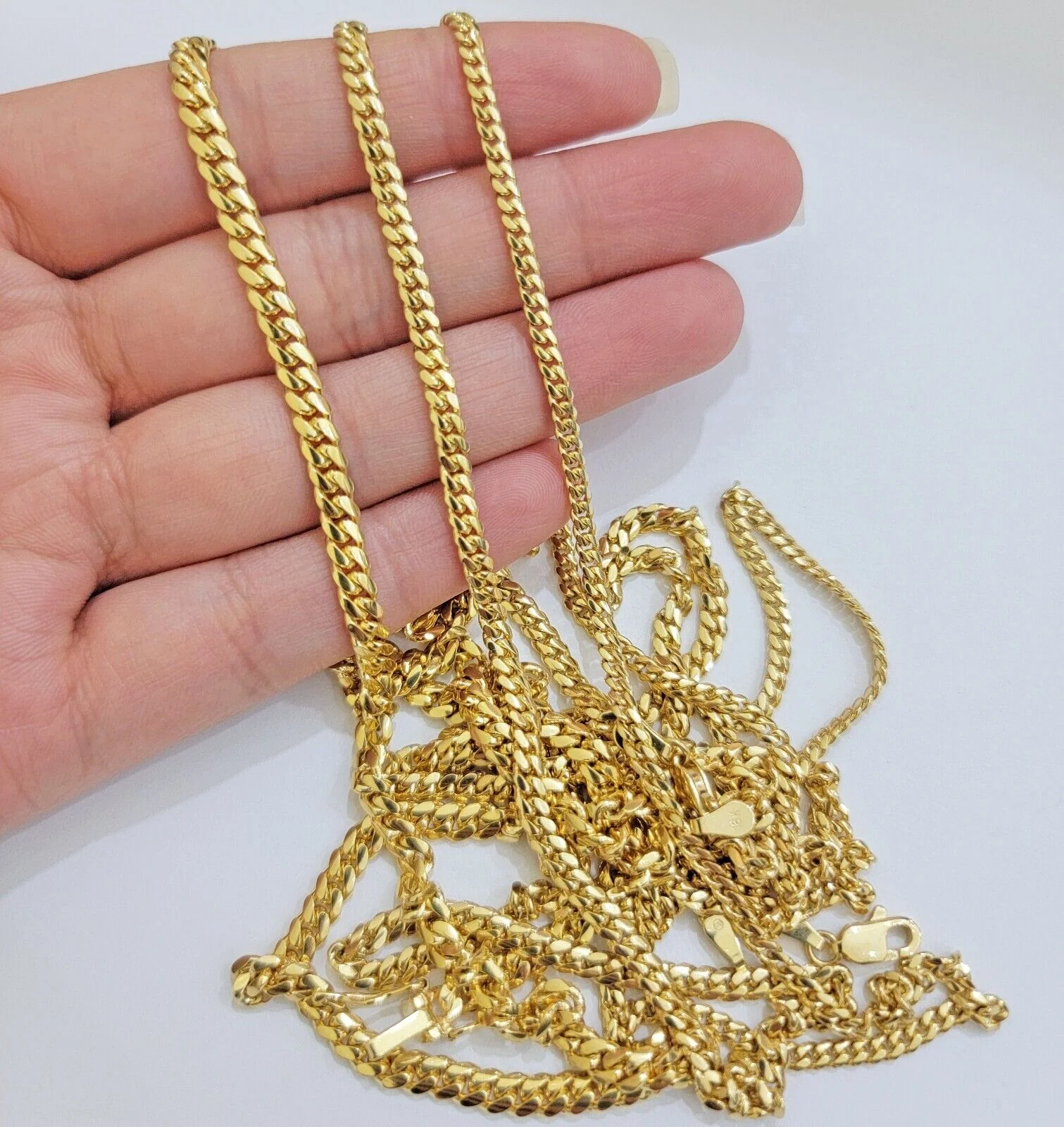 Real 18k Gold Chain Necklace Miami Cuban Link 2.5-4mm 18-26 Inch SOLID Men Women - Image 12