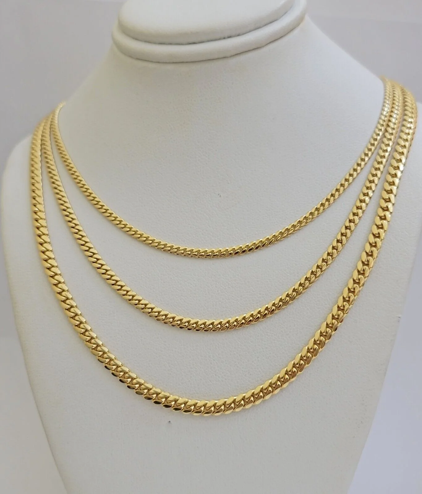 Real 18k Gold Chain Necklace Miami Cuban Link 2.5-4mm 18-26 Inch SOLID Men Women - Image 13