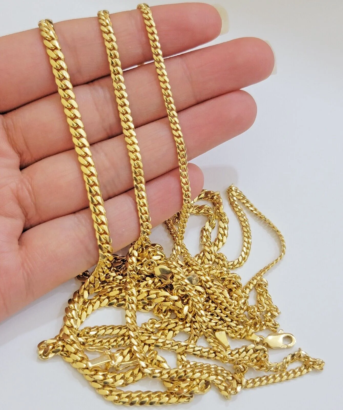 Real 18k Gold Chain Necklace Miami Cuban Link 2.5-4mm 18-26 Inch SOLID Men Women - Image 2