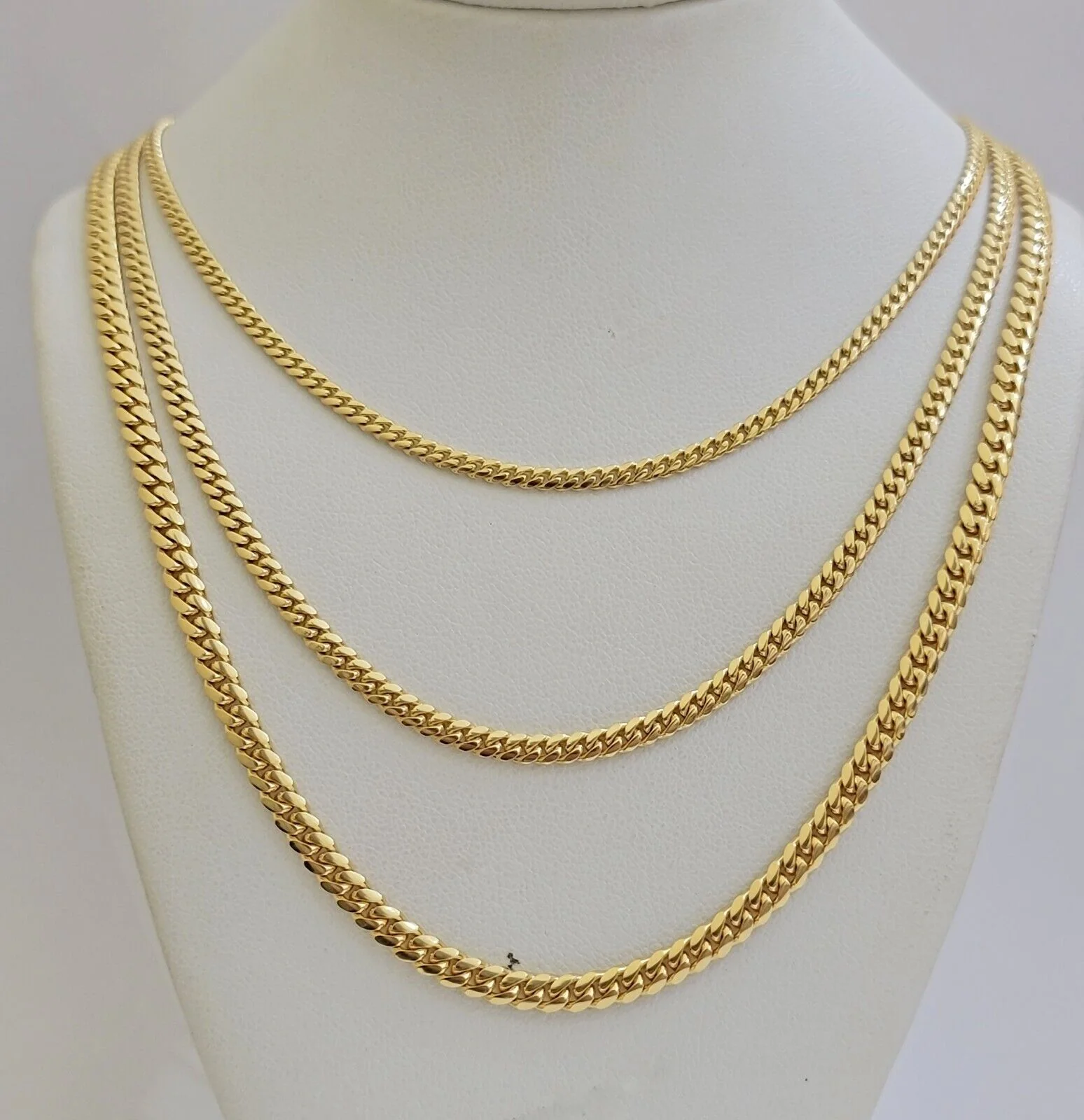 Real 18k Gold Chain Necklace Miami Cuban Link 2.5-4mm 18-26 Inch SOLID Men Women - Image 3