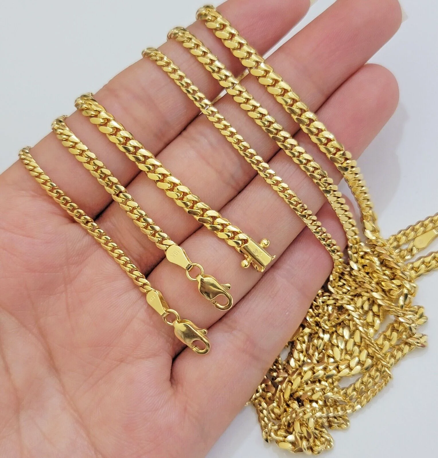 Real 18k Gold Chain Necklace Miami Cuban Link 2.5-4mm 18-26 Inch SOLID Men Women - Image 4