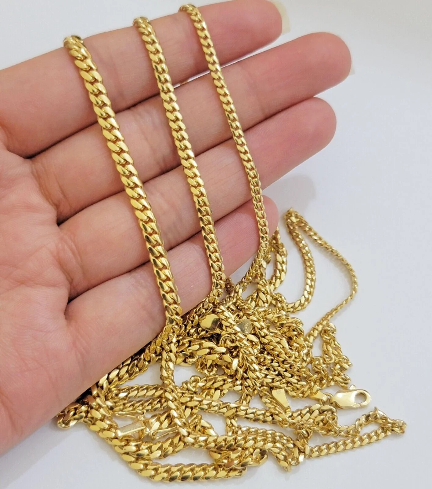 Real 18k Gold Chain Necklace Miami Cuban Link 2.5-4mm 18-26 Inch SOLID Men Women - Image 6