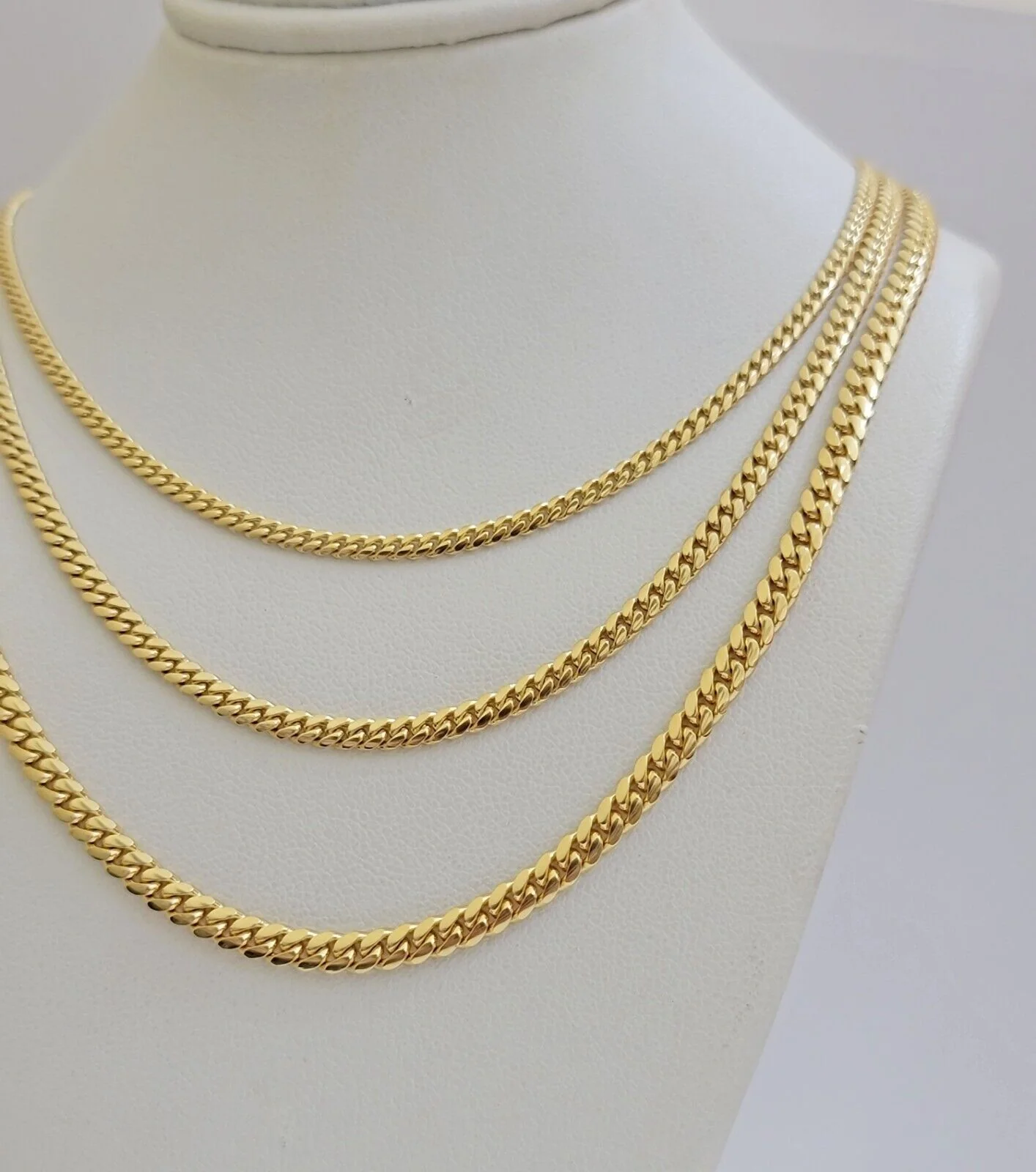 Real 18k Gold Chain Necklace Miami Cuban Link 2.5-4mm 18-26 Inch SOLID Men Women - Image 7