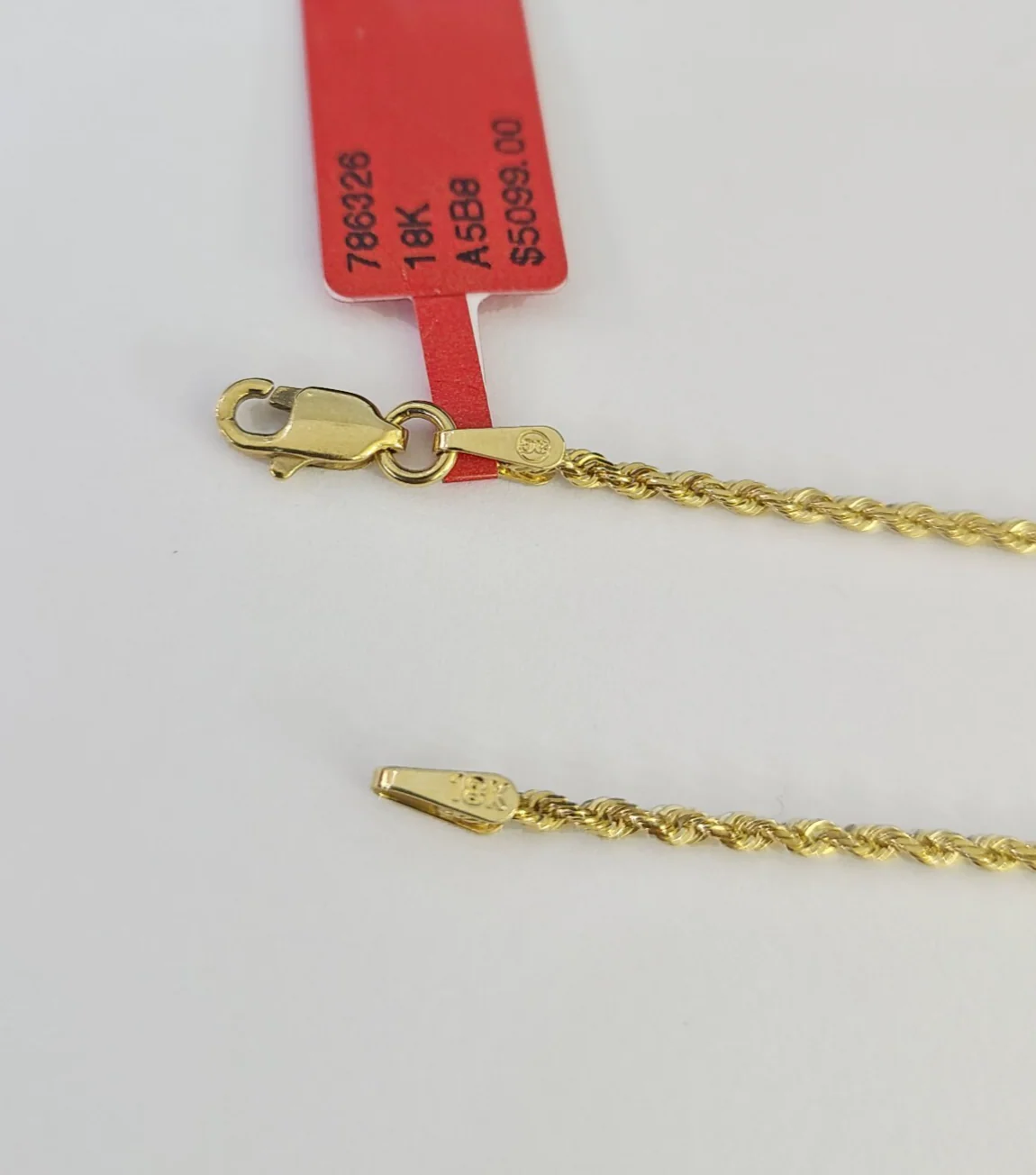 Real 18k Rope Chain Necklace 22 Inches 1mm Yellow Gold Men Women 18KT SOLID - Image 4