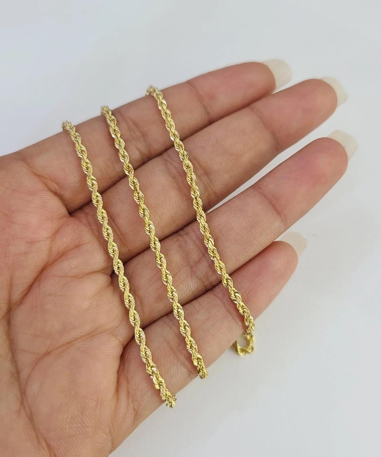 Real 18k Rope Chain Necklace 22 Inches 2mm Yellow Gold Men Women 18KT SOLID - Image 3
