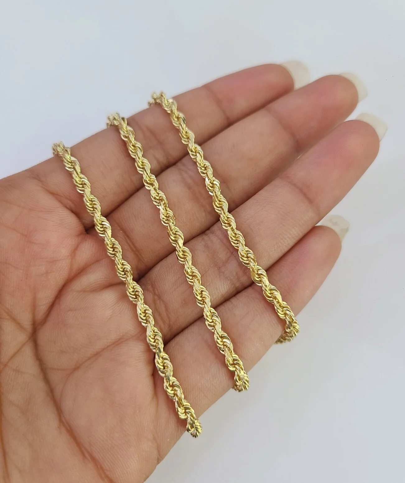 Real 18k Rope Chain Necklace 22 Inches 3mm Yellow Gold Men Women 18KT SOLID - Image 2