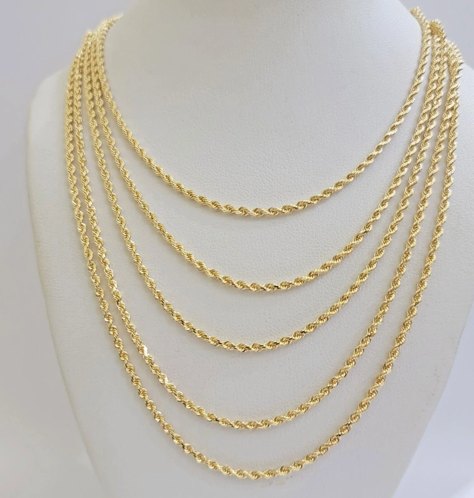 Real 18k Yellow Gold Rope Chain Necklace 20 Inch 2mm Men Women 18 KT SOLID, SALE - Image 4