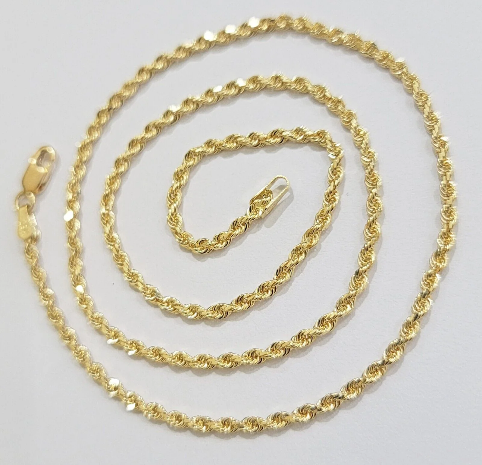 Real 18k Yellow Gold Rope Chain Necklace 20 Inch 2mm Men Women 18 KT SOLID, SALE - Image 5