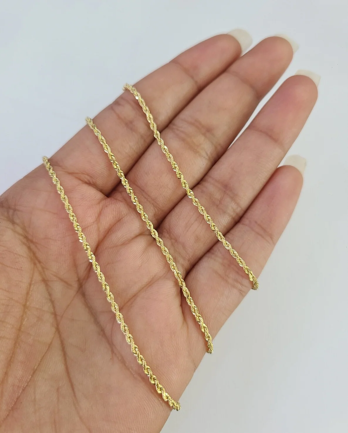 Real 18k Yellow Gold Rope Chain Necklace 20 Inches 1mm Men Women 18KT SOLID - Image 2
