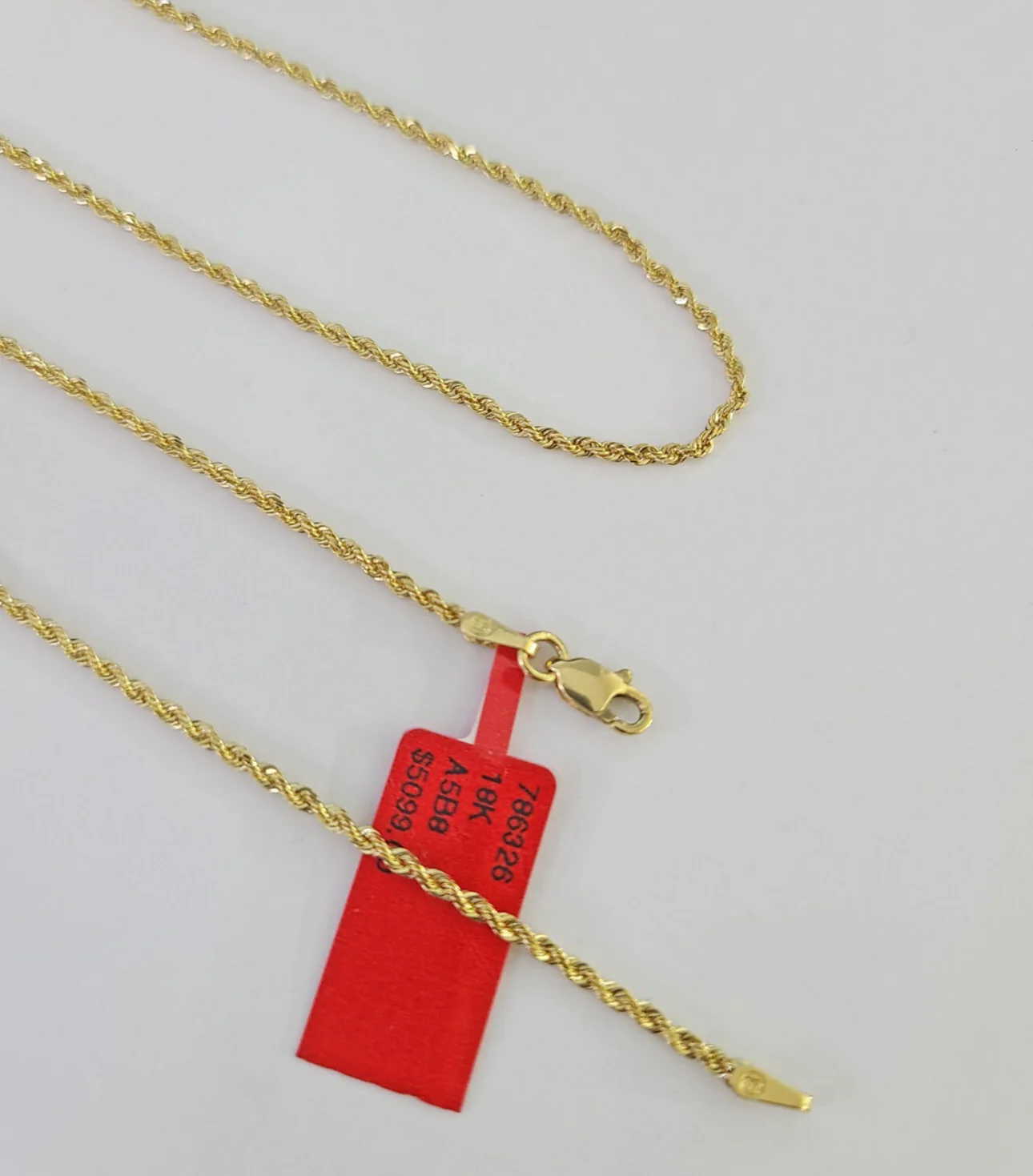 Real 18k Yellow Gold Rope Chain Necklace 20 Inches 1mm Men Women 18KT SOLID - Image 5
