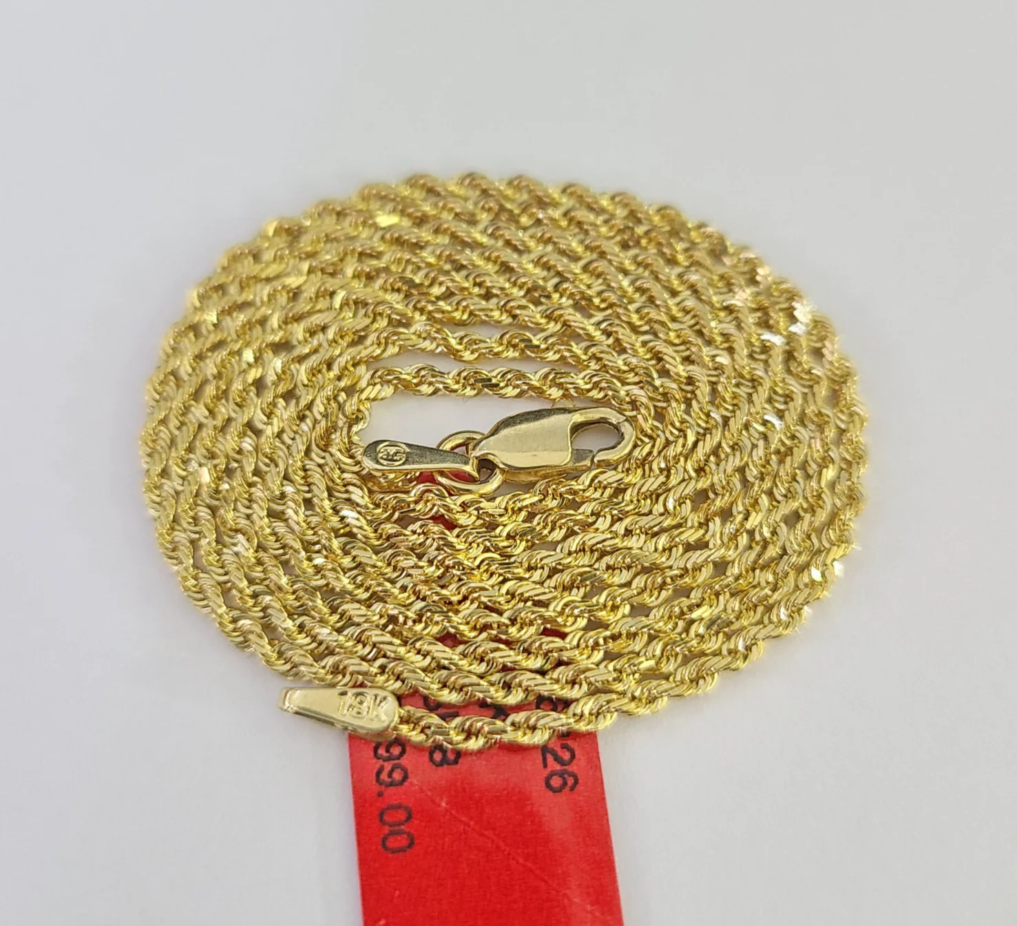 Real 18k Yellow Gold Rope Chain Necklace 20 Inches 1mm Men Women 18KT SOLID - Image 7