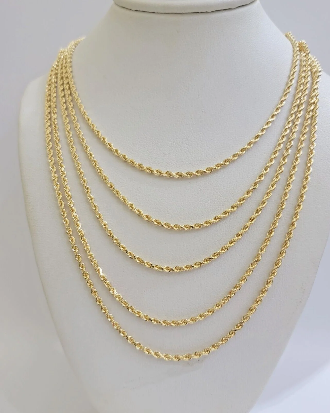 Real 18k Yellow Gold Rope Chain Necklace 22 Inch 2mm Solid 18 KT Men Women, SALE - Image 3