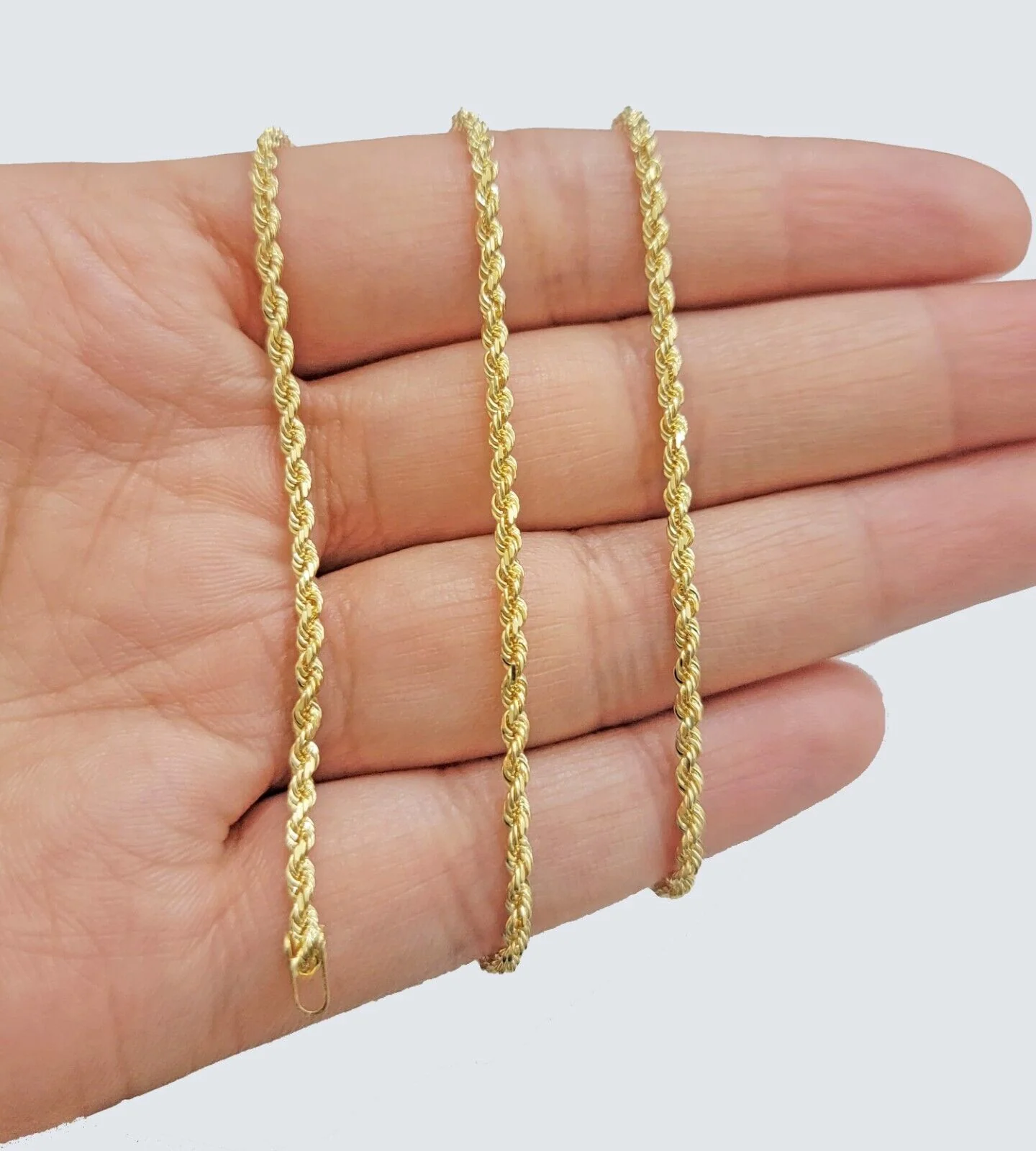 Real 18k Yellow Gold Rope Chain Necklace 22 Inch 2mm Solid 18 KT Men Women, SALE - Image 4