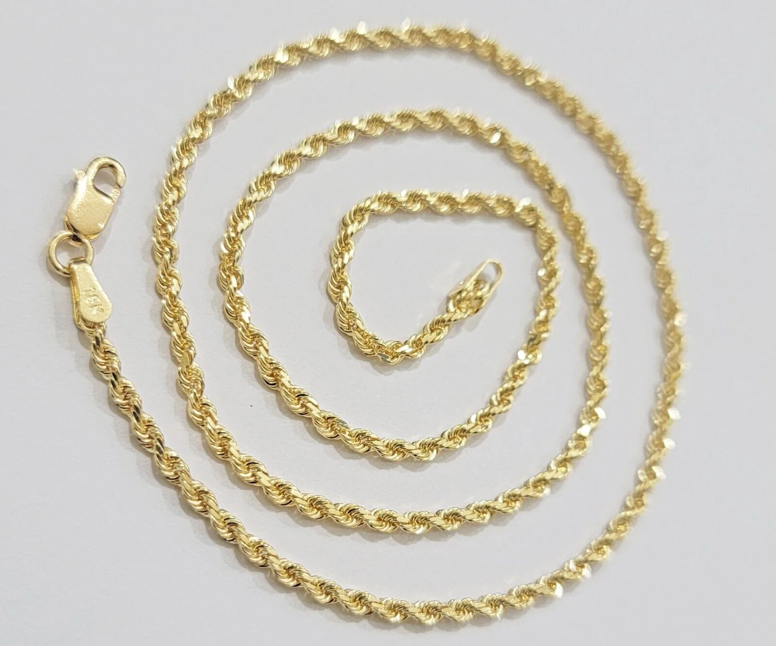 Real 18k Yellow Gold Rope chain necklace 2mm 16-24 Inch Men women SOLID HEAVY - Image 8