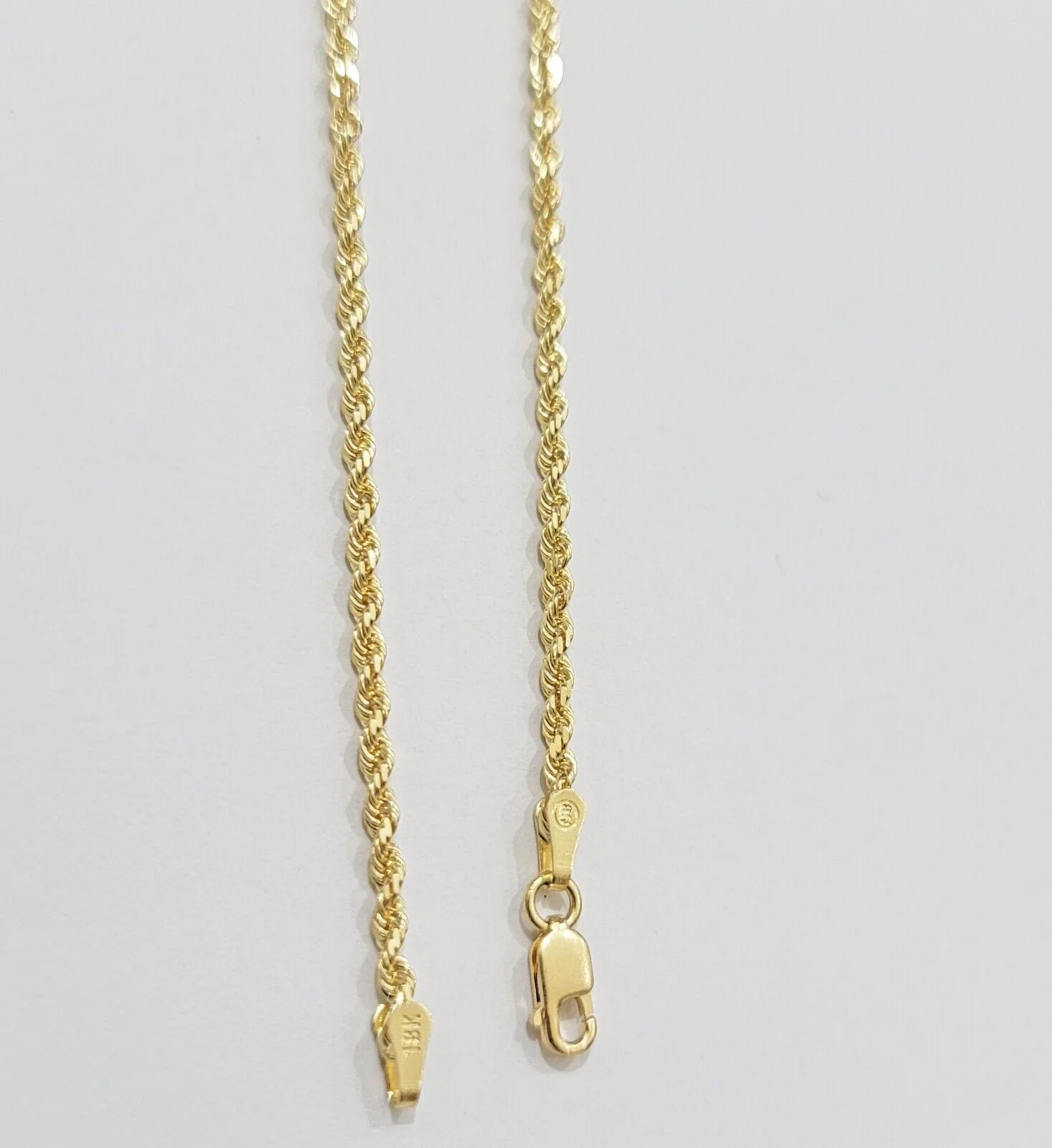 Real 18k Yellow Gold Rope chain necklace 2mm 16-24 Inch Men women SOLID HEAVY - Image 9