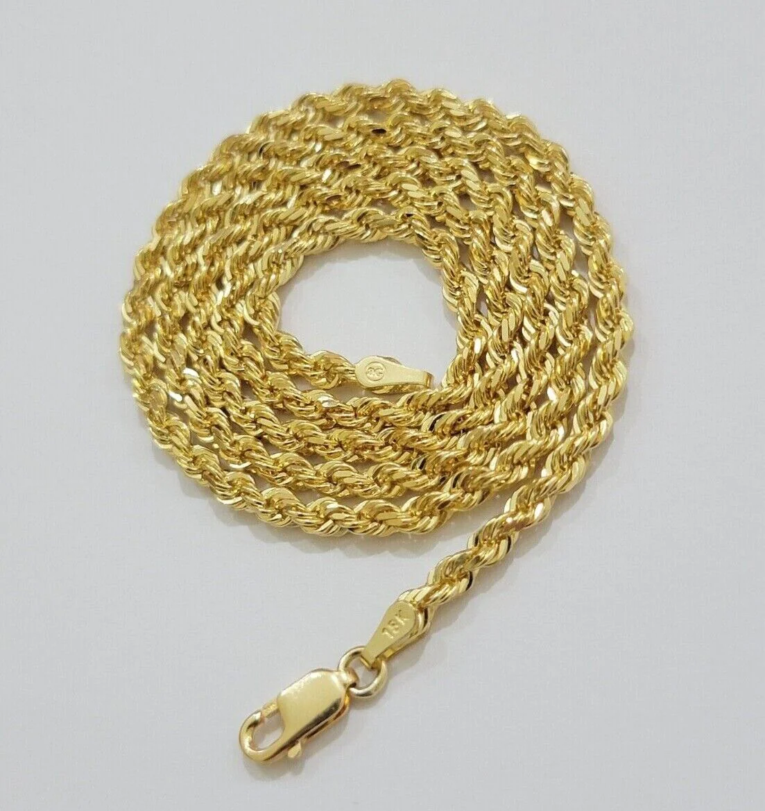 Real 18k Yellow Gold Rope Chain Necklace 3mm 26'' Inch Men Women SOLID HEAVY NEW - Image 10