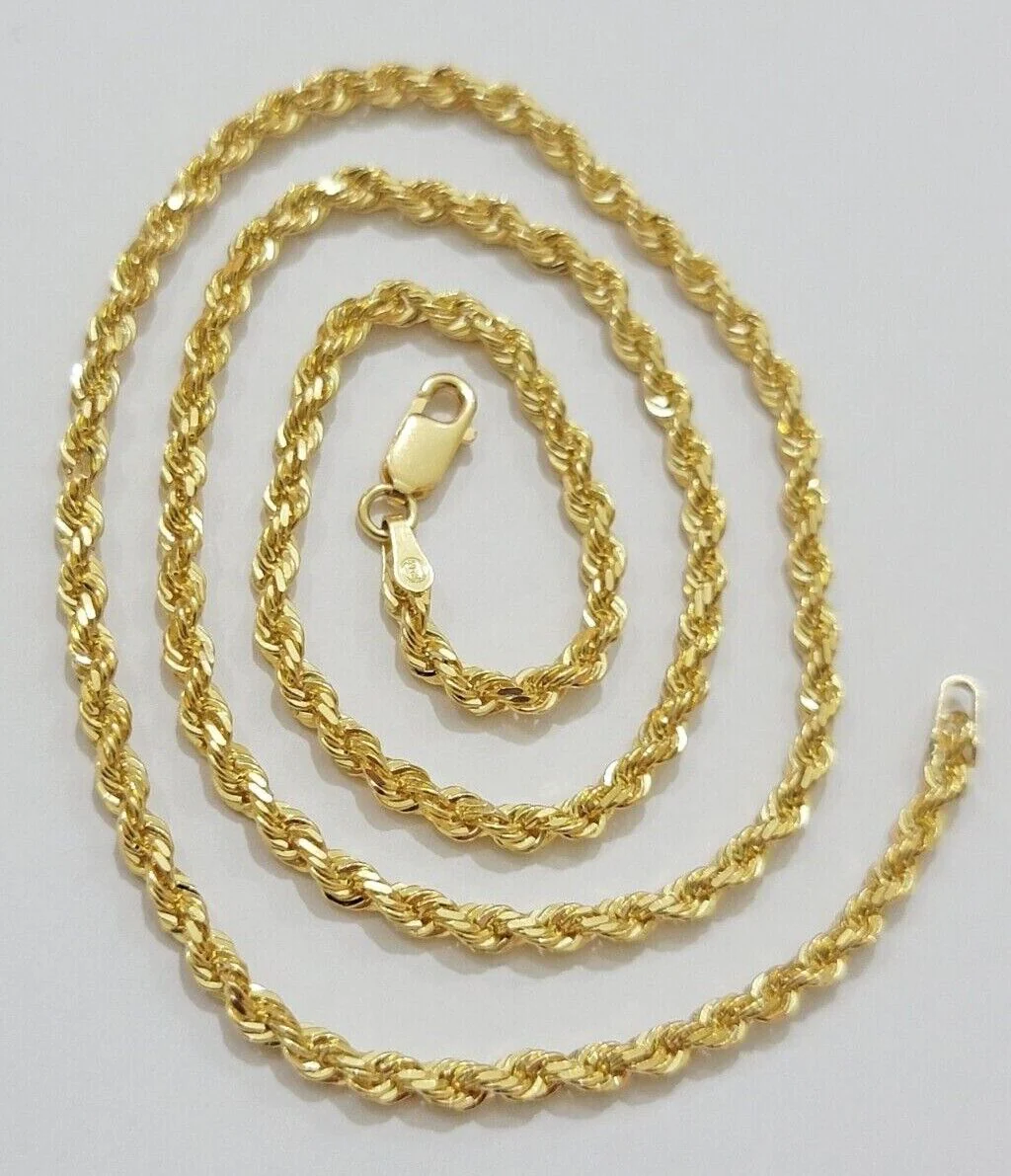 Real 18k Yellow Gold Rope Chain Necklace 3mm 26'' Inch Men Women SOLID HEAVY NEW - Image 2