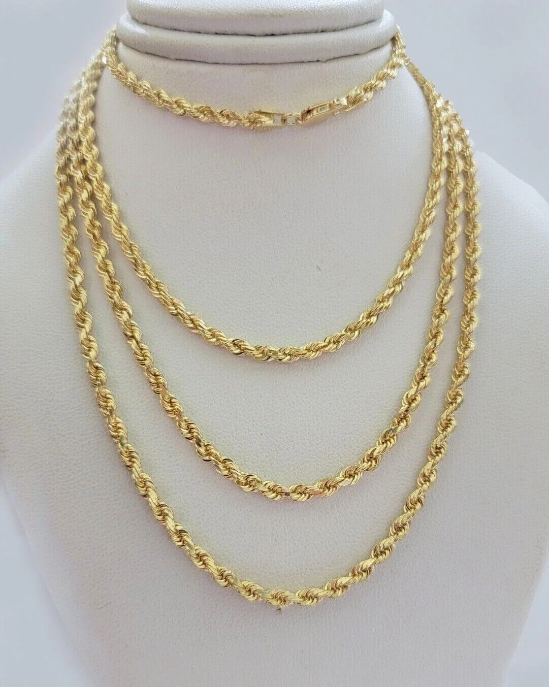 Real 18k Yellow Gold Rope Chain Necklace 3mm 26'' Inch Men Women SOLID HEAVY NEW - Image 4