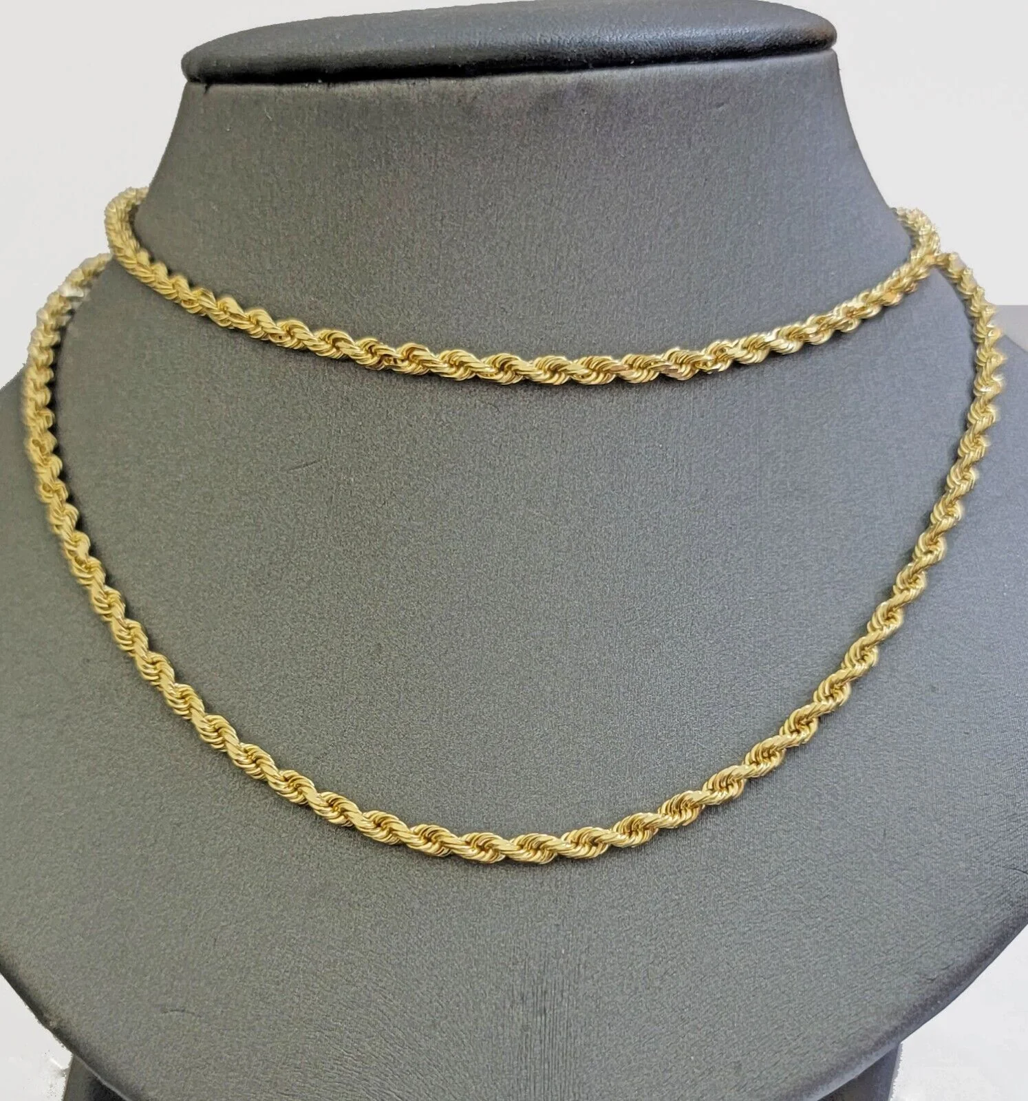 REAL 18k Yellow Gold Rope Chain Necklace SOLID 18-26 Inch 3mm 18kt Men's , Women - Image 10