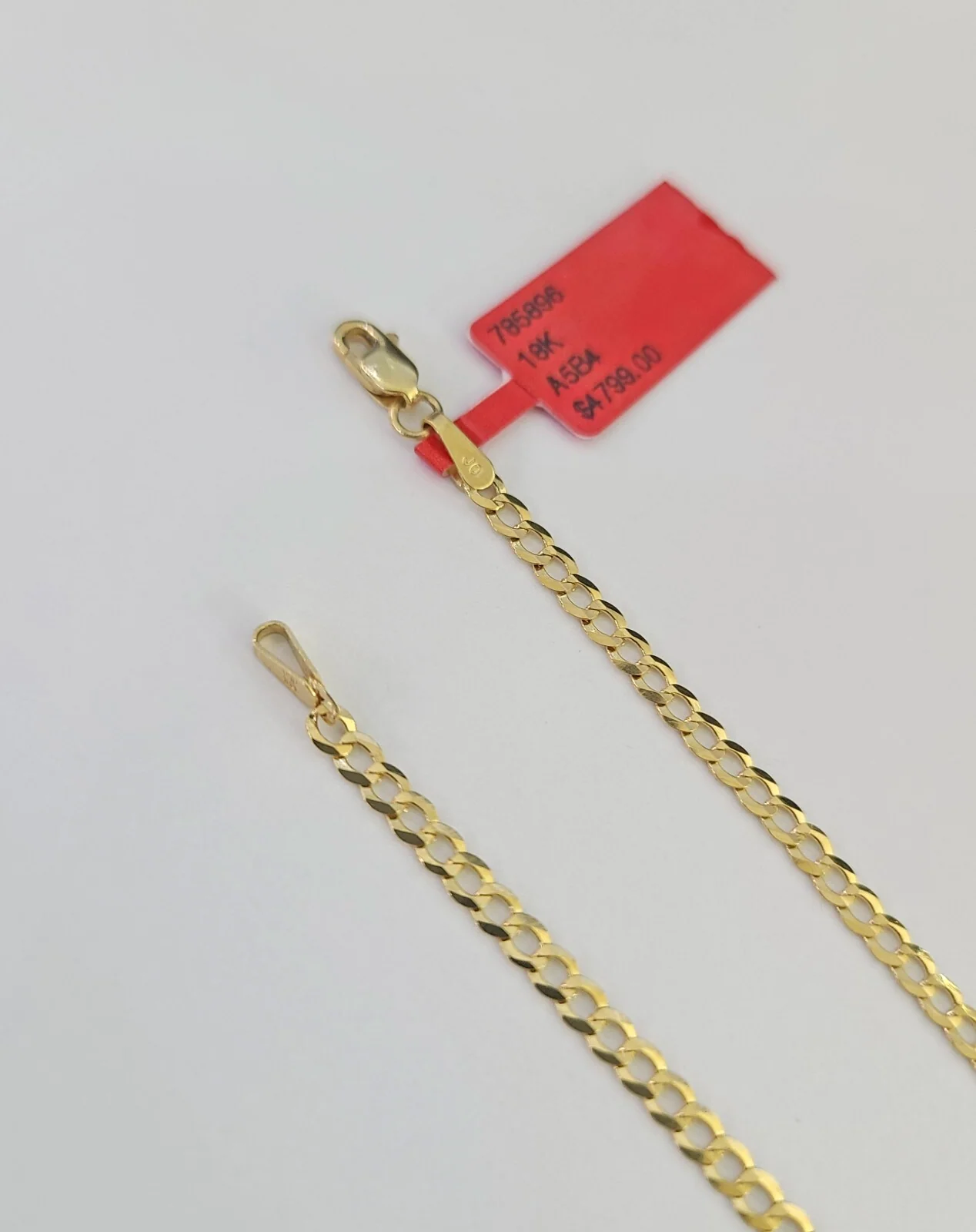 Real 18kt Cuban Curb Chain Necklace 2.5 mm 20 Inch Yellow Gold Men Women SOLID - Image 2