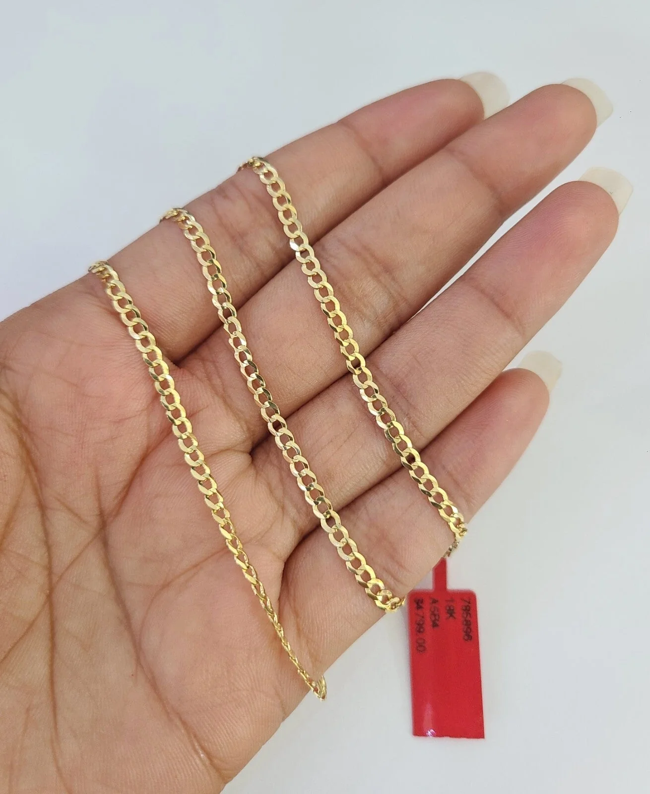 Real 18kt Cuban Curb Chain Necklace 2.5 mm 20 Inch Yellow Gold Men Women SOLID - Image 6