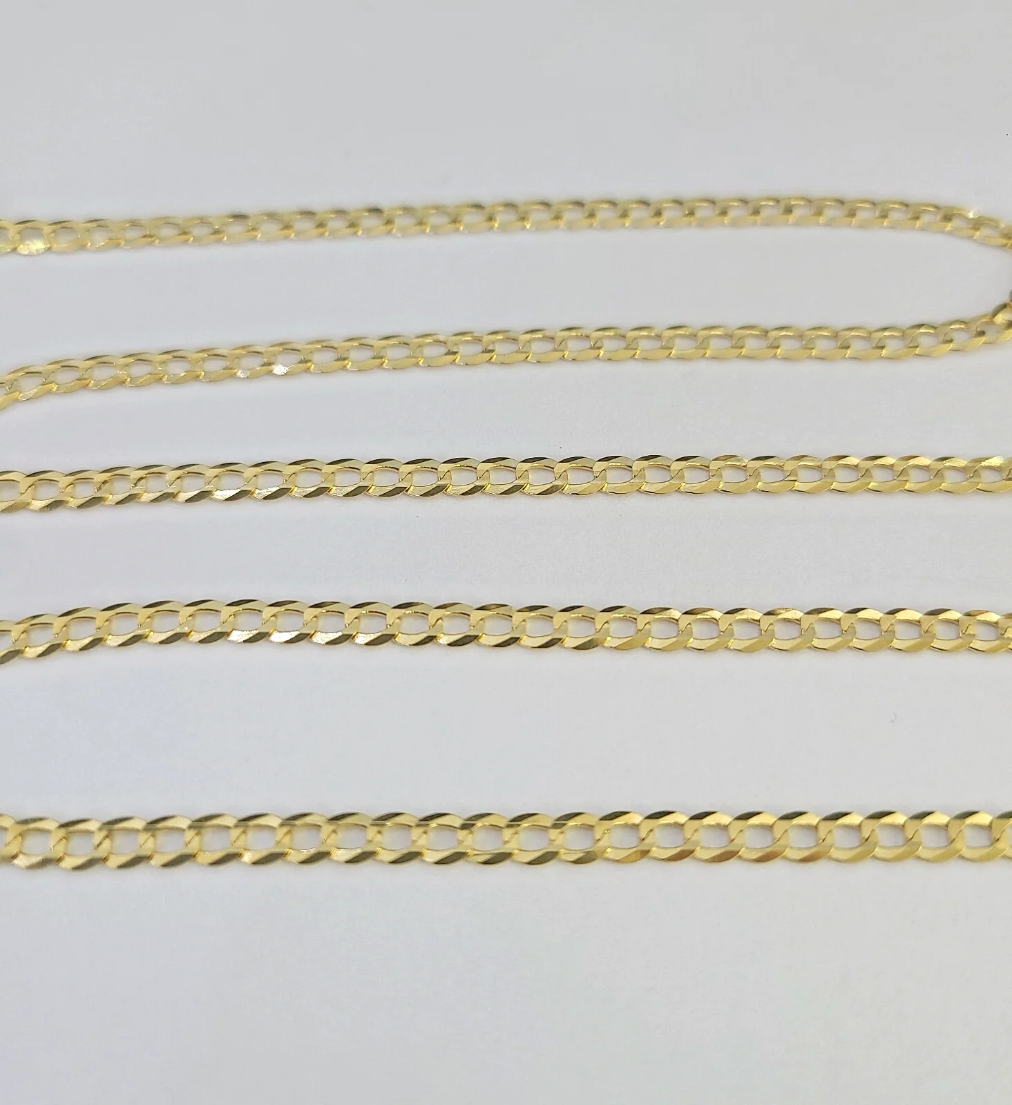 Real 18kt Cuban Curb Chain Necklace 3mm 22 Inch Yellow Gold Men Women SOLID - Image 2
