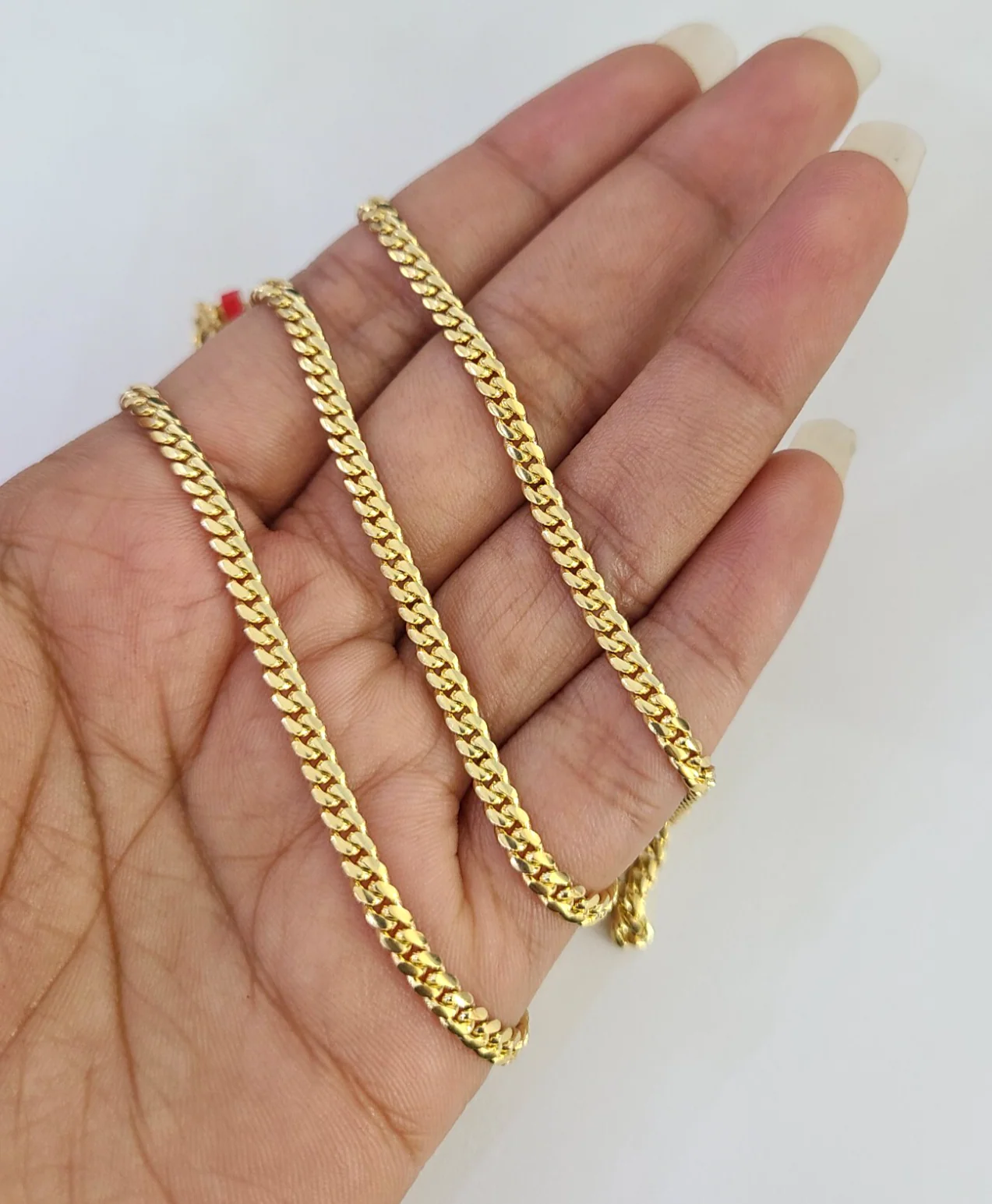 Real 18kt Miami Cuban Chain Necklace 3mm 24 Inch Yellow Gold Men Women SOLID 18k - Image 2