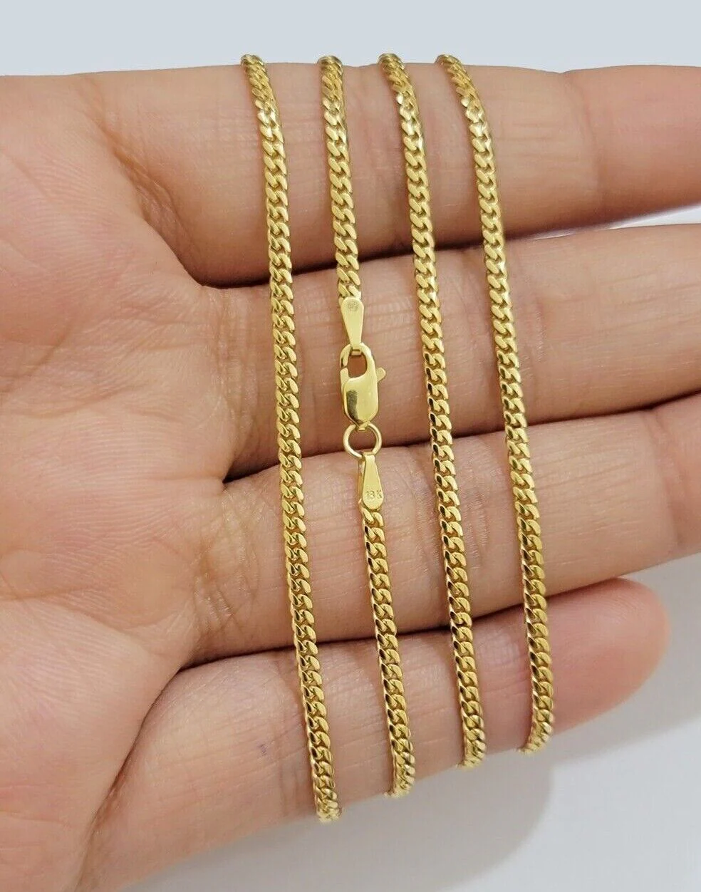 Real 18kt Yellow Gold Miami Cuban Chain Necklace 3mm 18 Inch Men Women SOLID NEW - Image 11